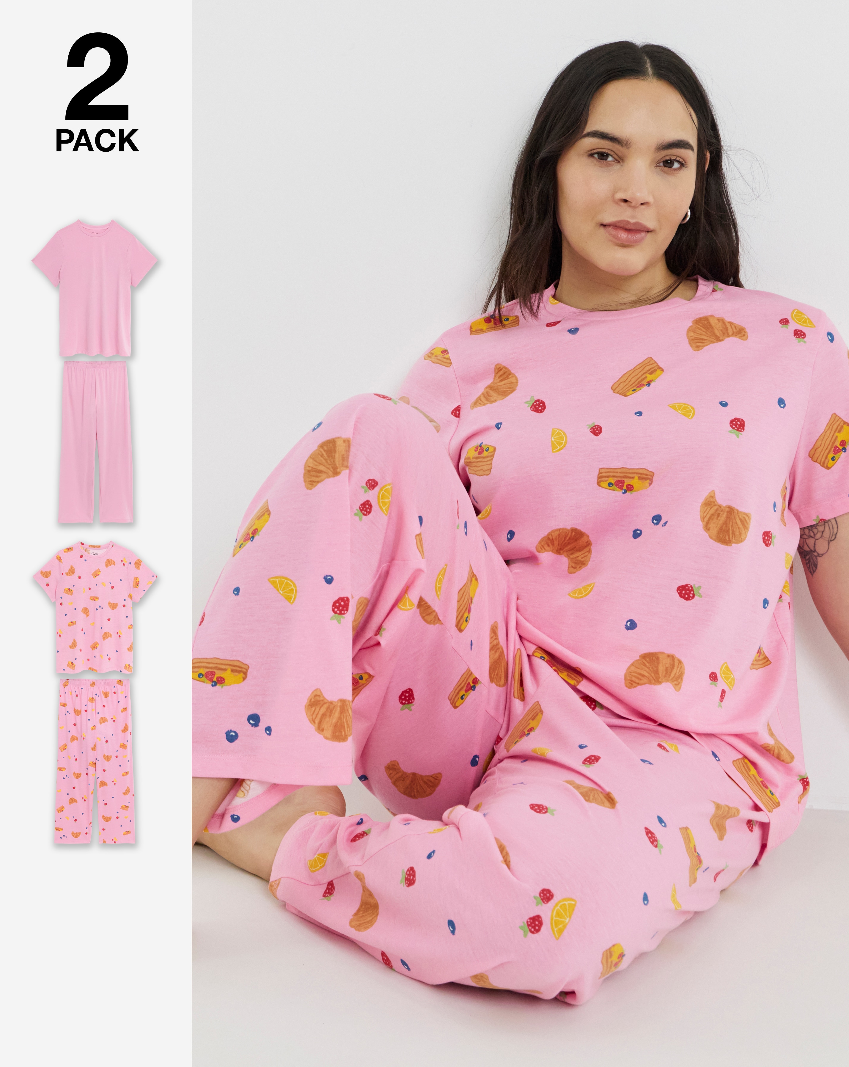 Pretty Secrets (2 Pack) Value Breakfast Print Pyjama Sets
