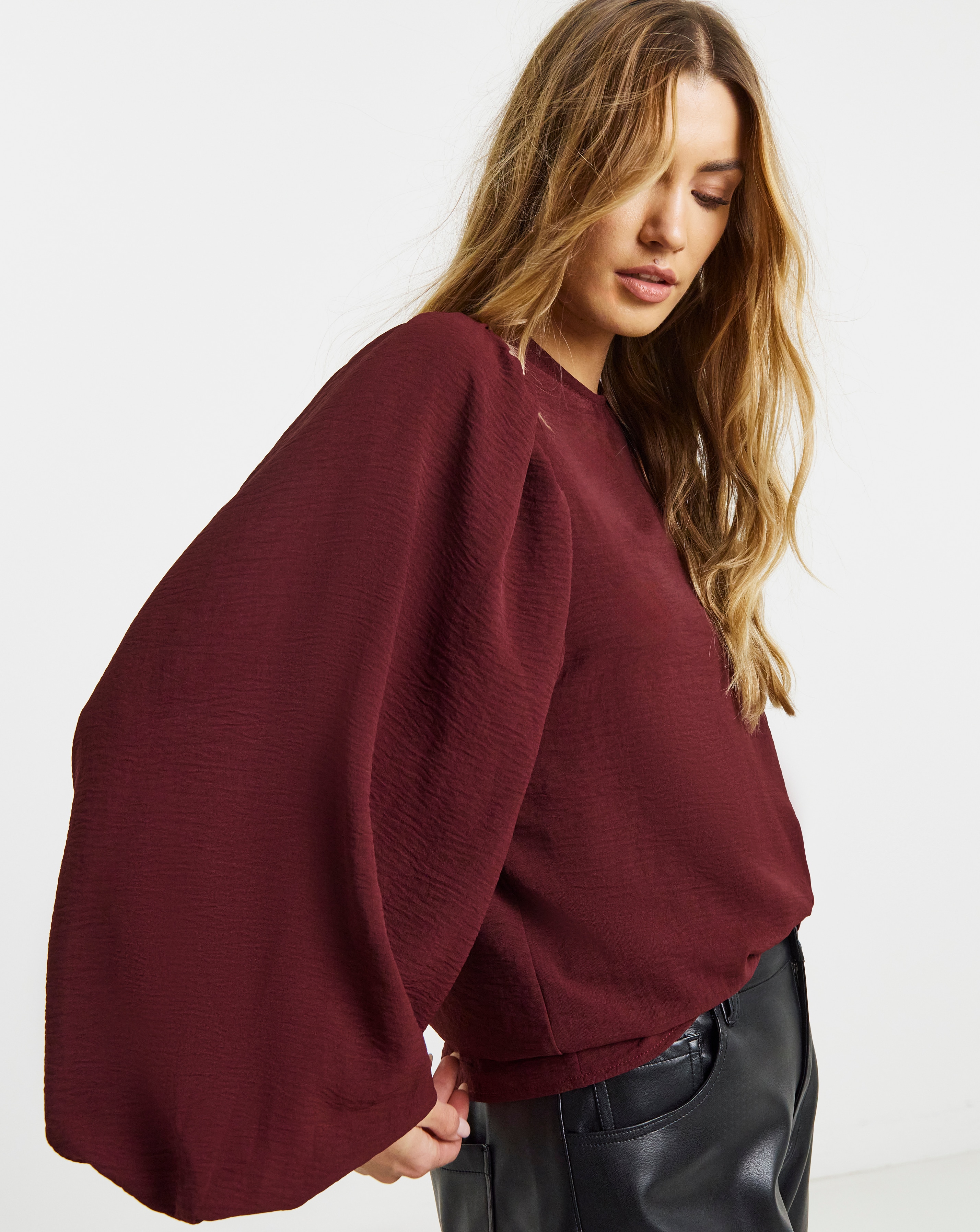 New In - Black Exaggerated Sleeve Blouse