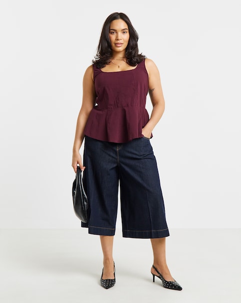 Simply Be Burgundy Corset Detail Top
