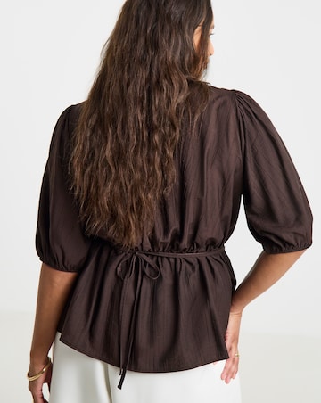Simply Be Chocolate Lace Insert Peplum Blouse