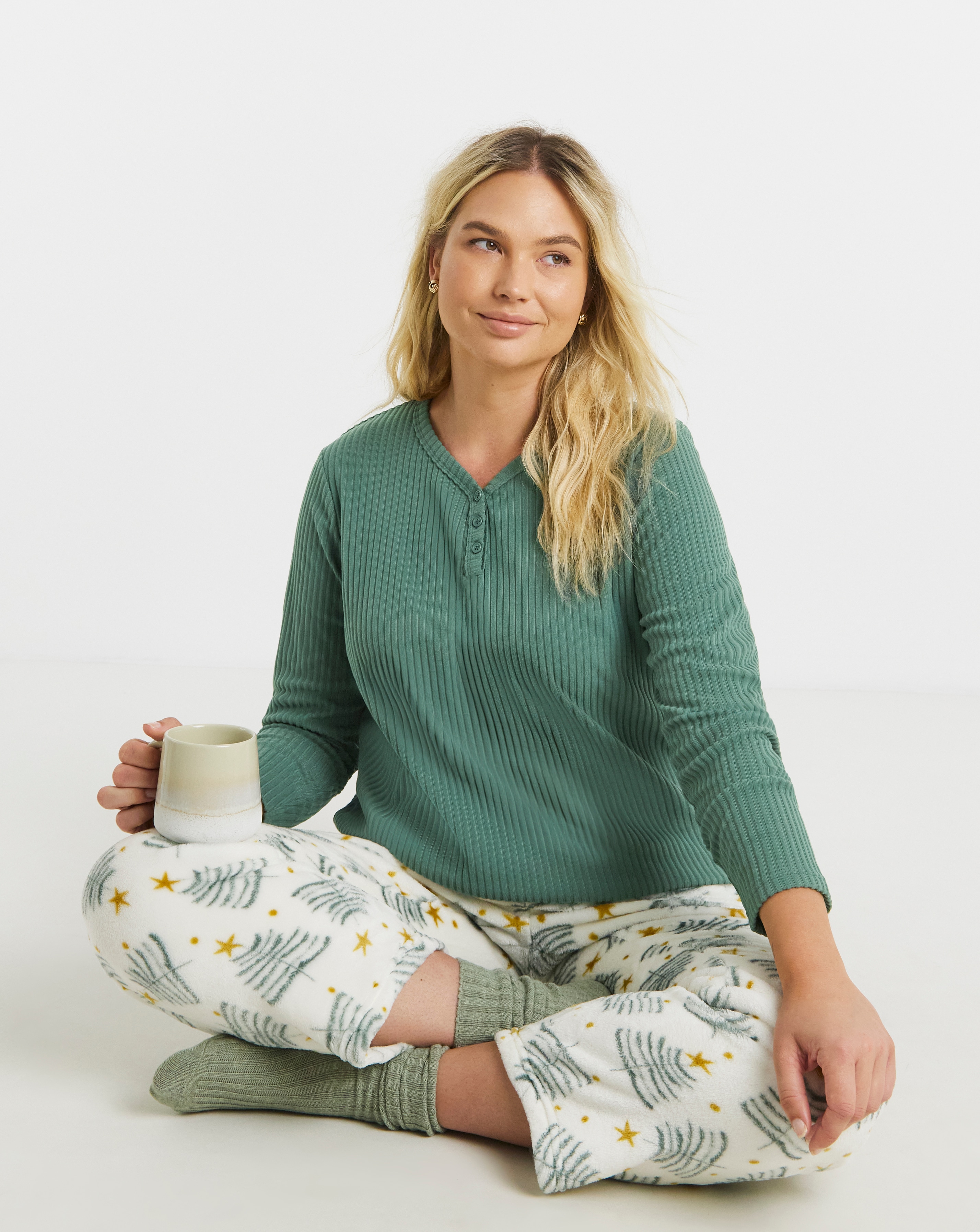 Pretty Secrets Fleece Henley PJ Set