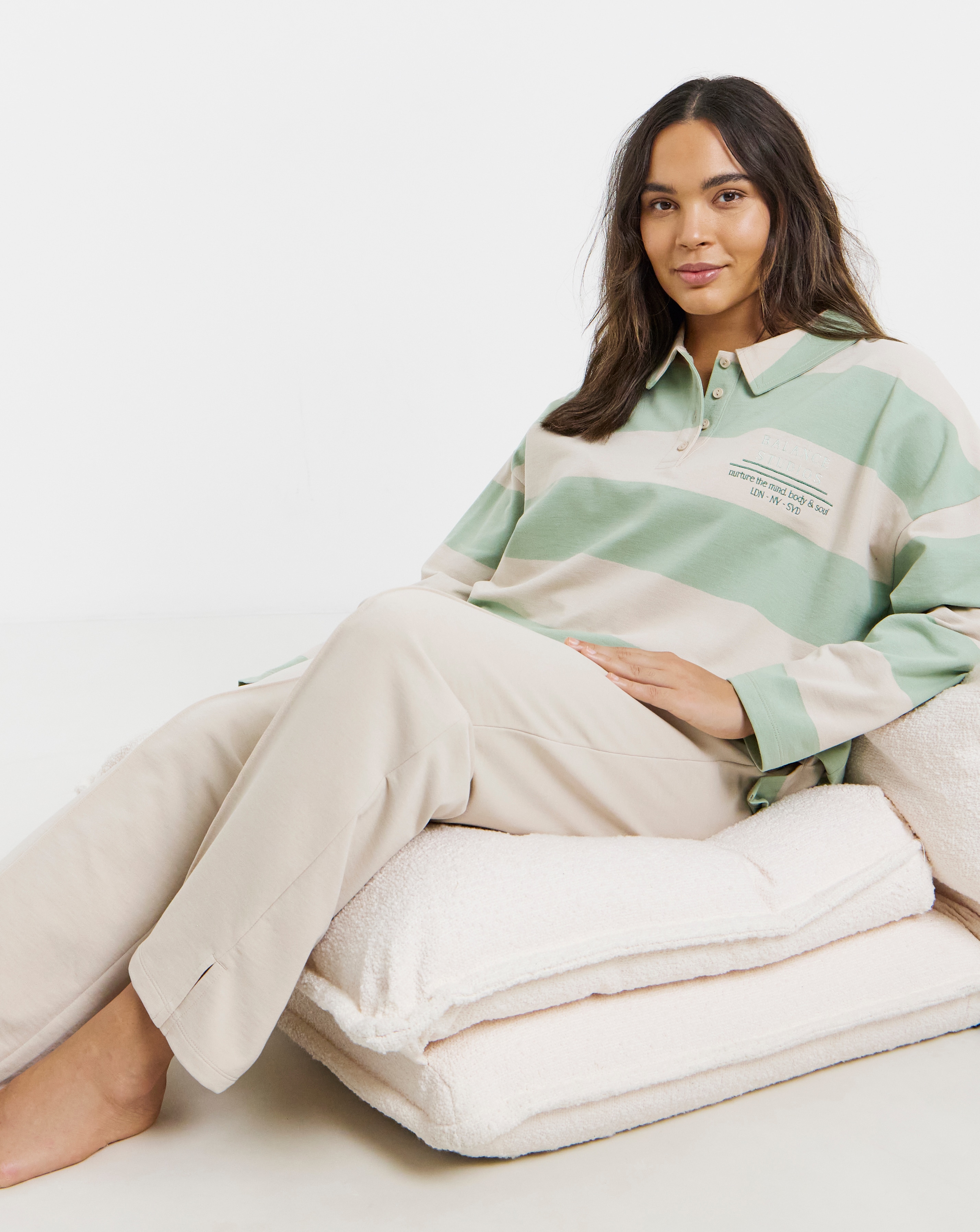 Rugby Top & Wide Leg Jogger Lounge Set