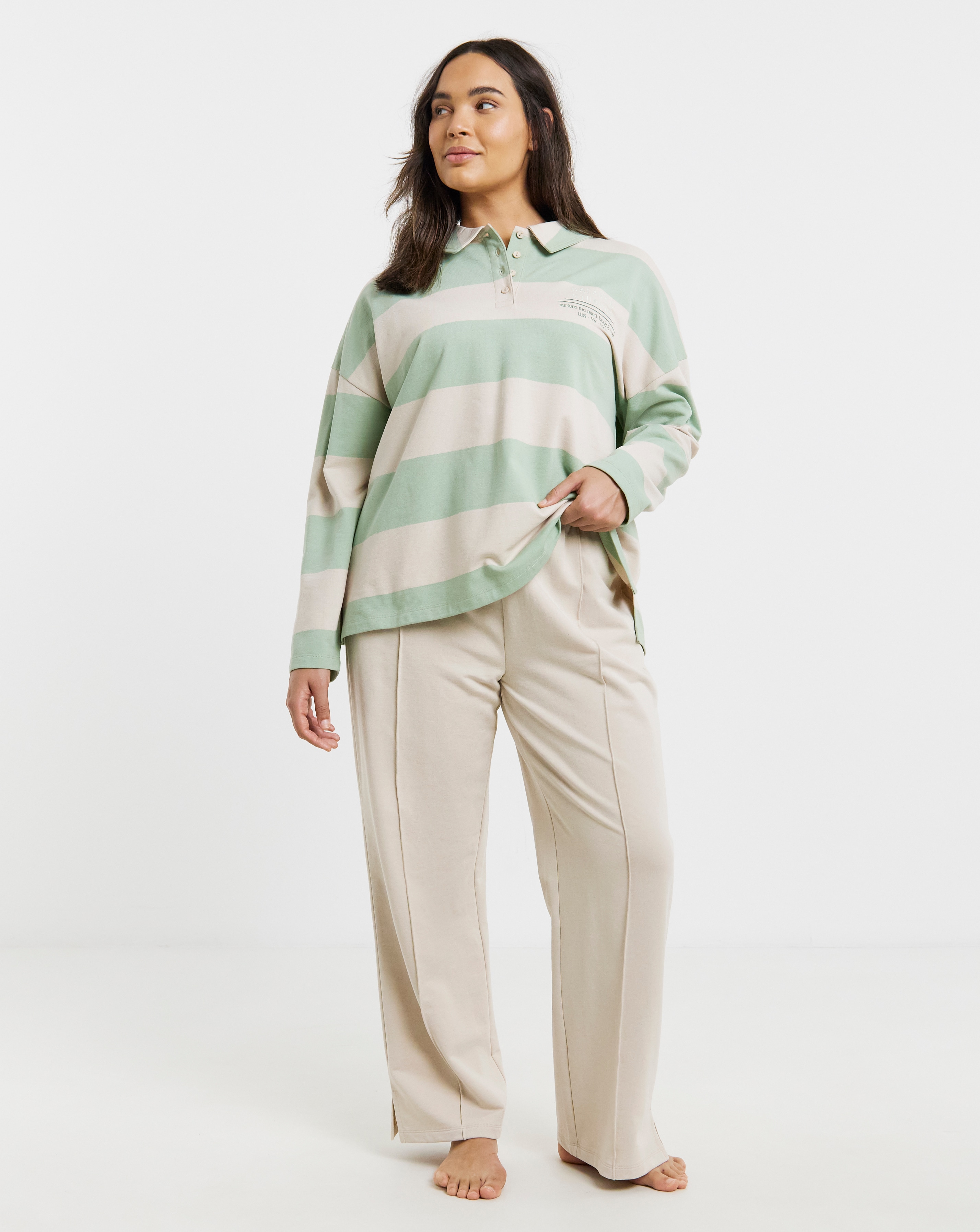 Rugby Top & Wide Leg Jogger Lounge Set