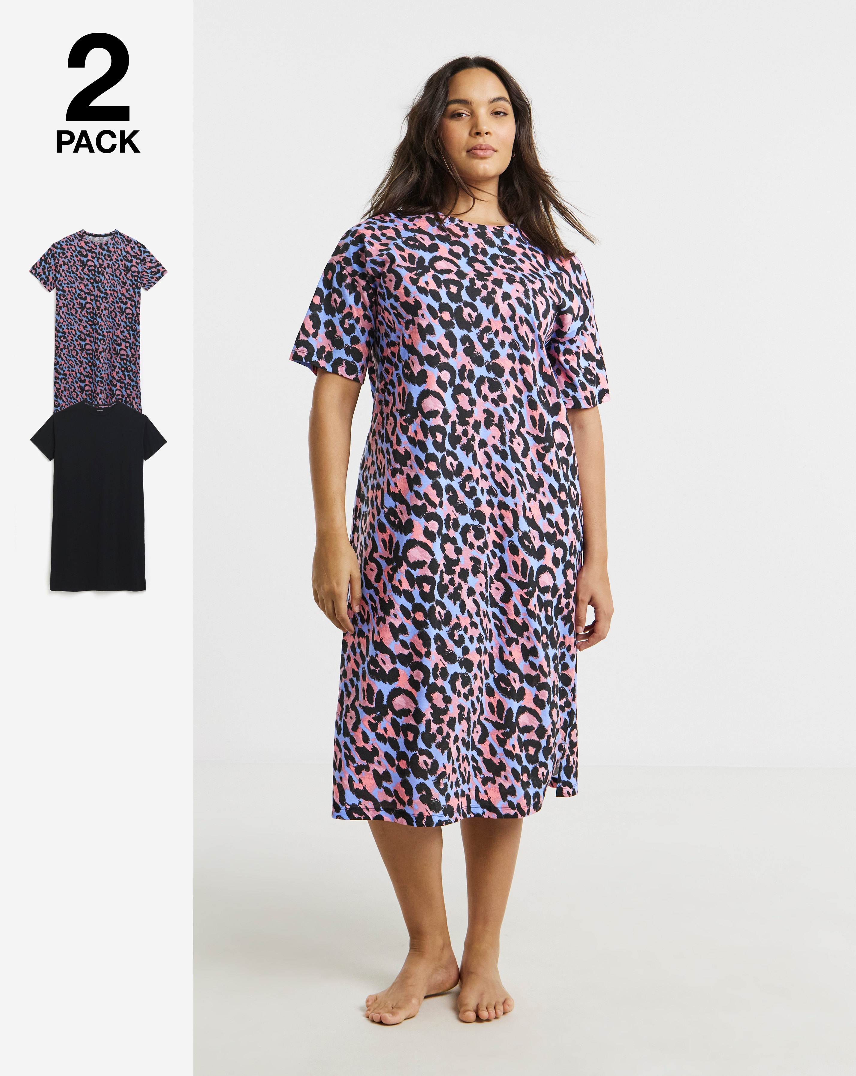 (2 Pack) Value Nighties Animal Print
