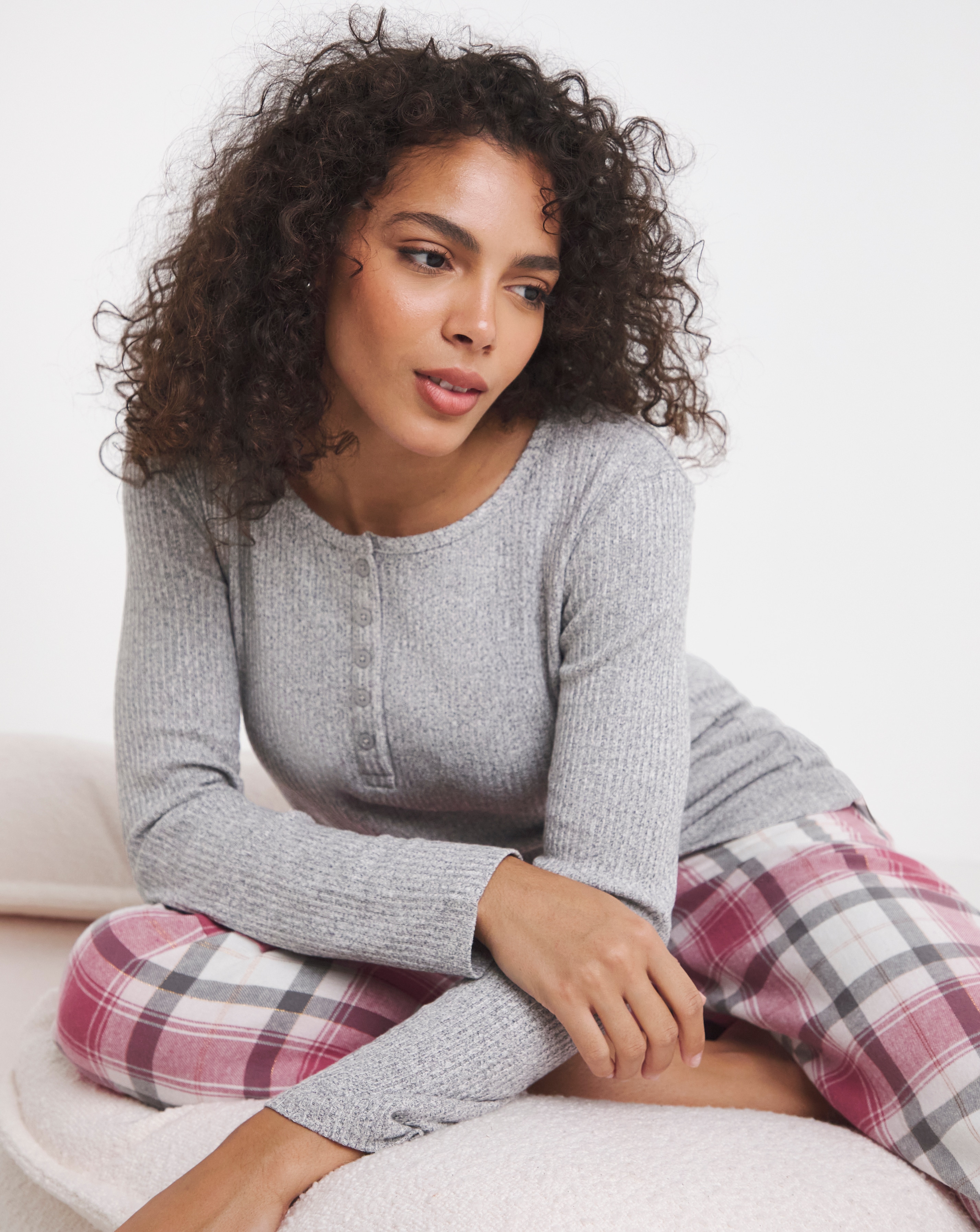 New In - Pretty Secrets Check Henley PJ Set