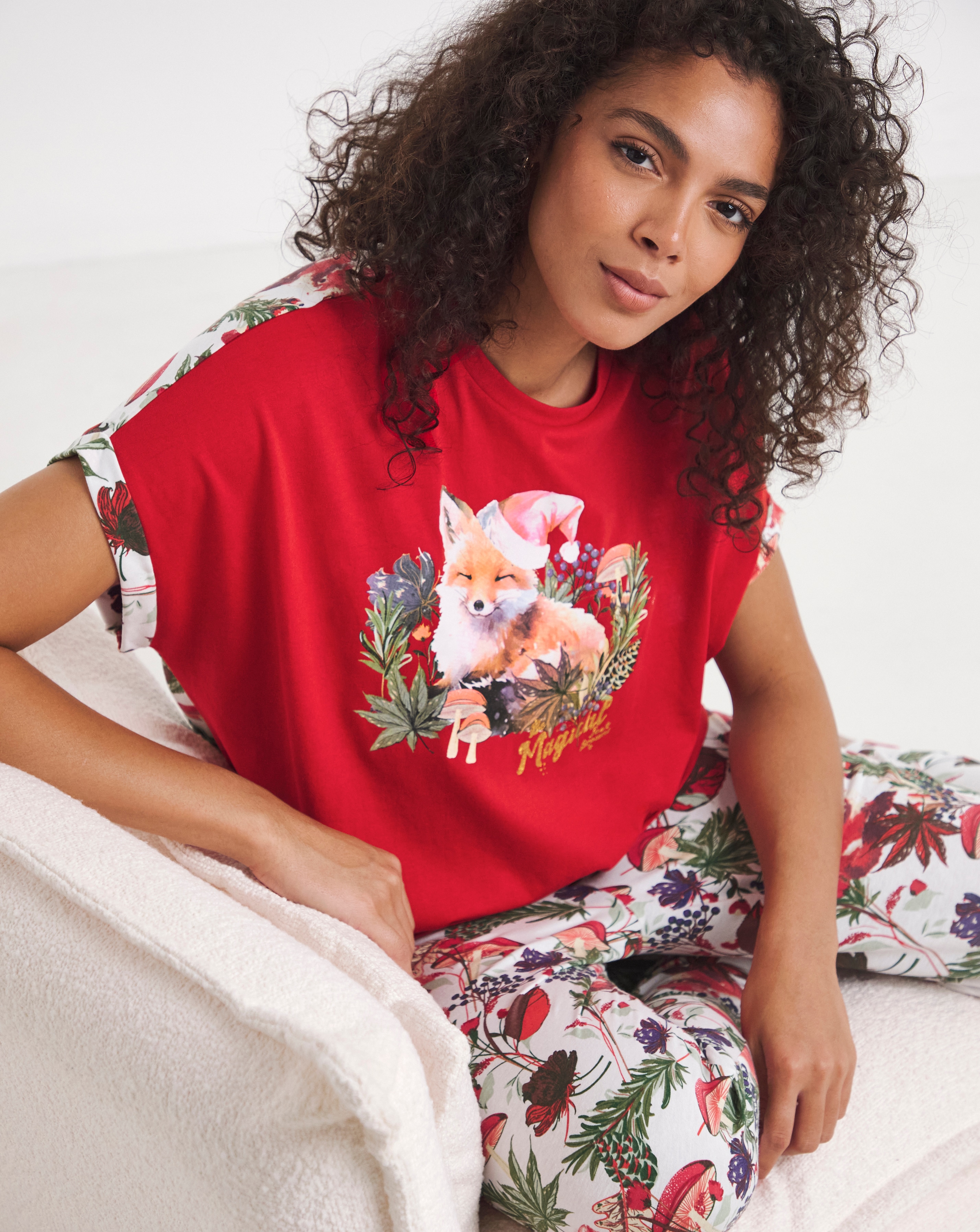 New In - Joe Browns Christmas Fox Pyjama Set