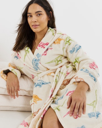 Chelsea Peers Dinosaur Print Fleece Hooded Dressing Gown