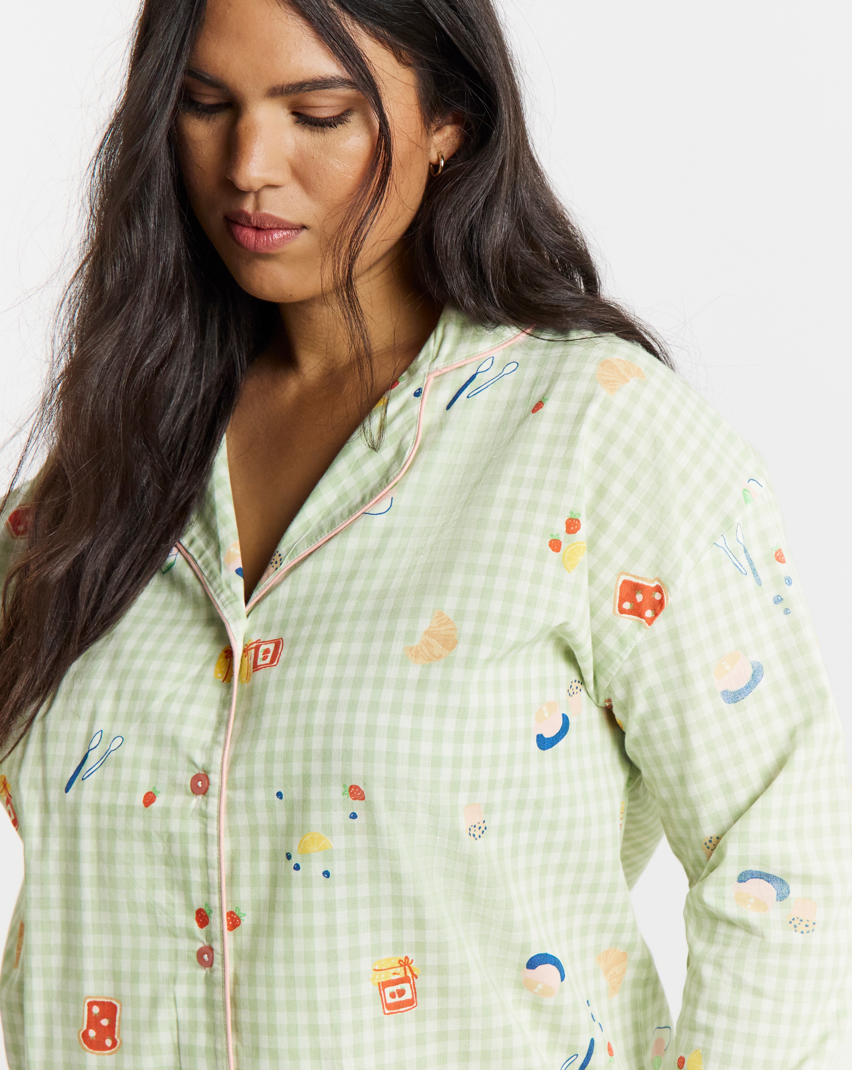 Gingham Breakfast Print Pyjama Set