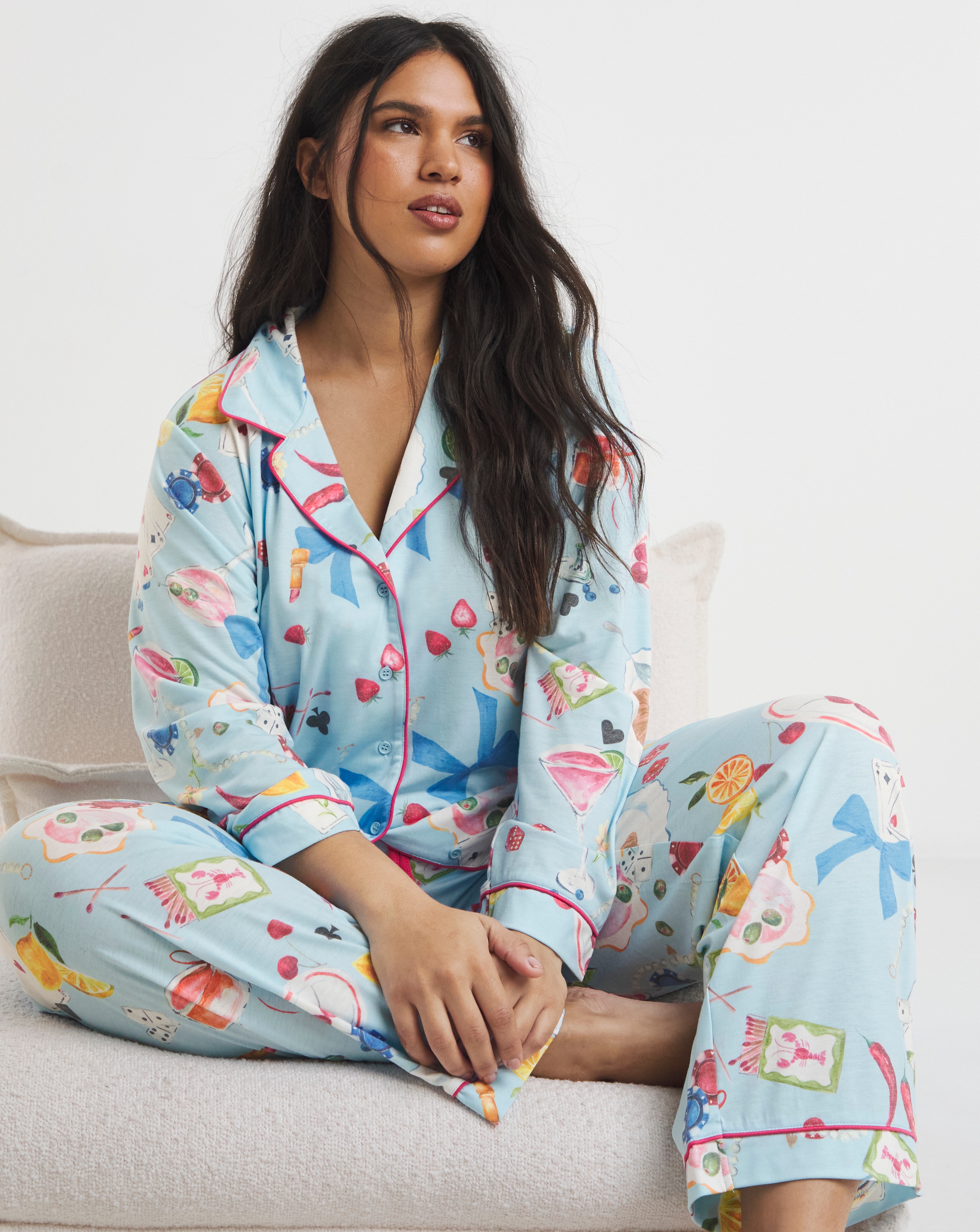 New In - Button Through Food Print Pyjama Set