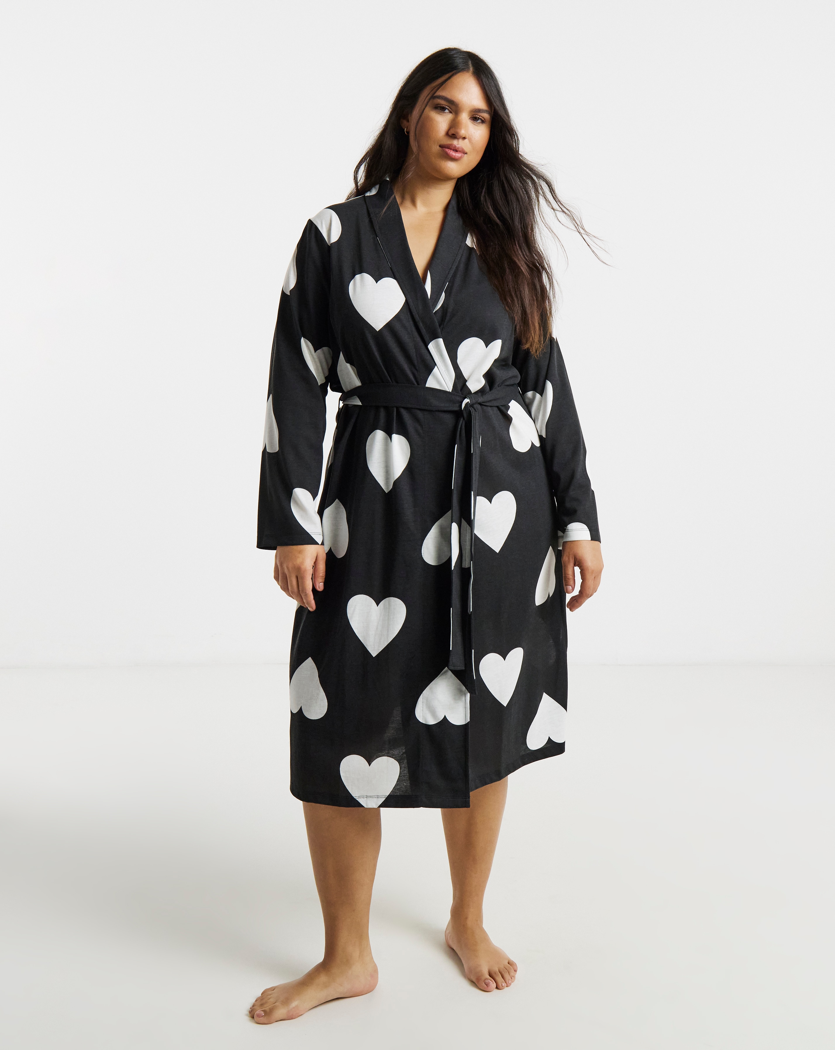 New In - Simply Be Heart Print Dressing Gown