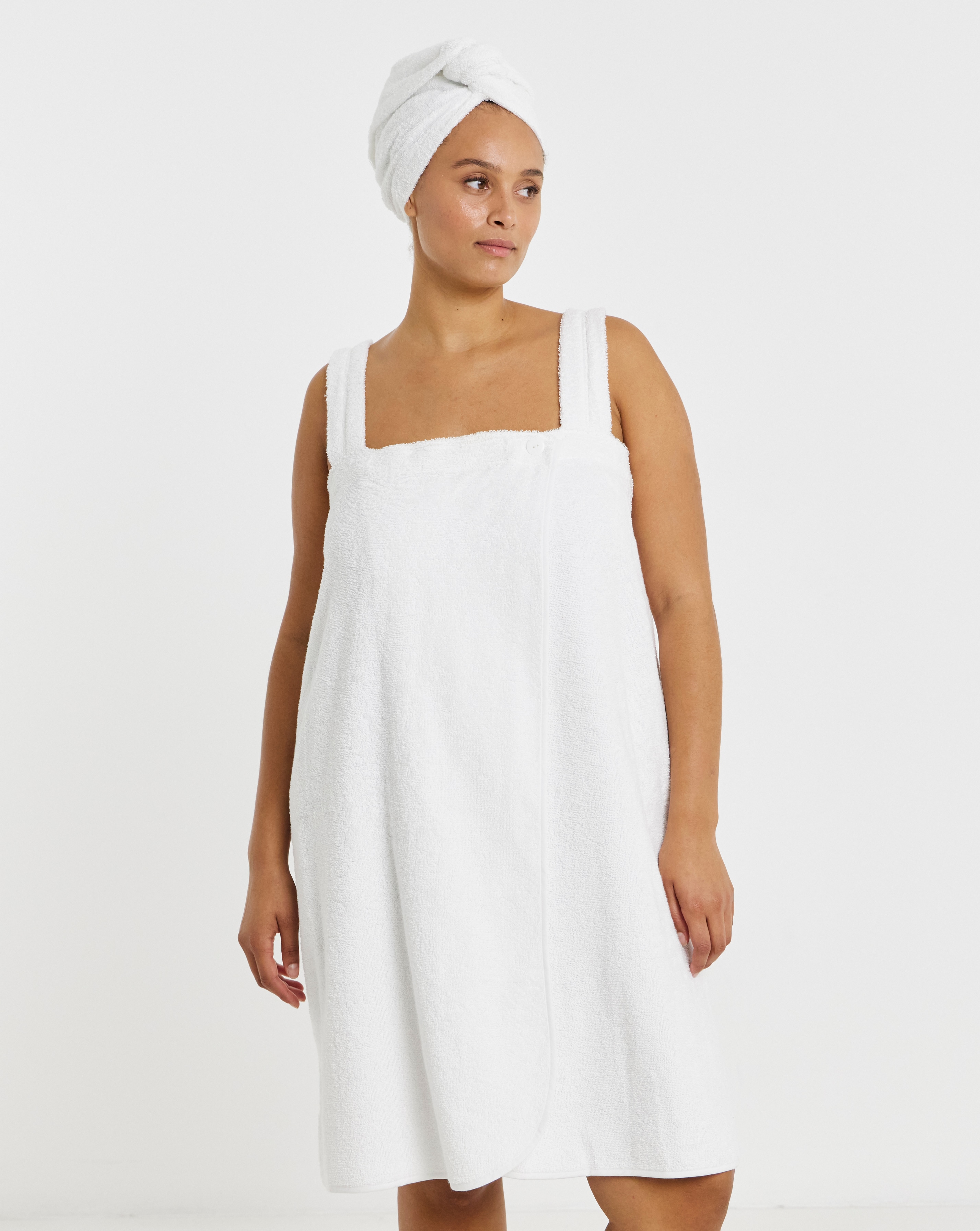 New In - Towelling Shower Wrap & Turban
