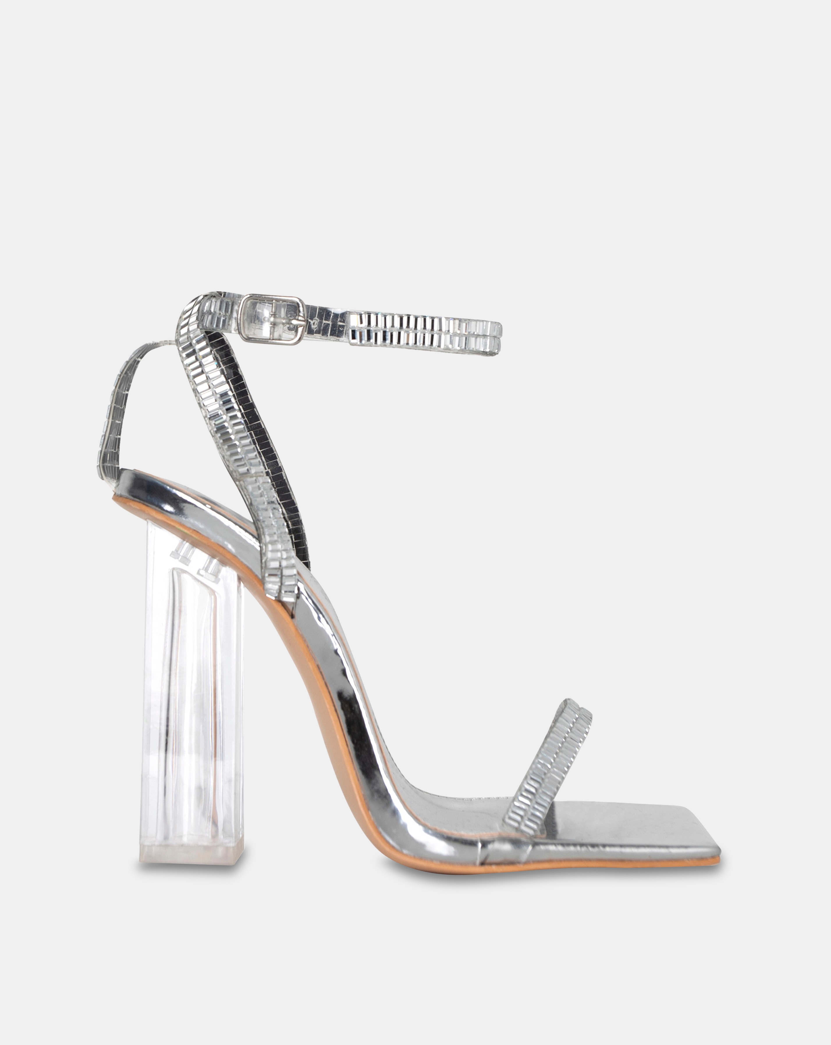 Public Desire Onyx Wide Fit Sandals In Silver | UK Size 7 Women's