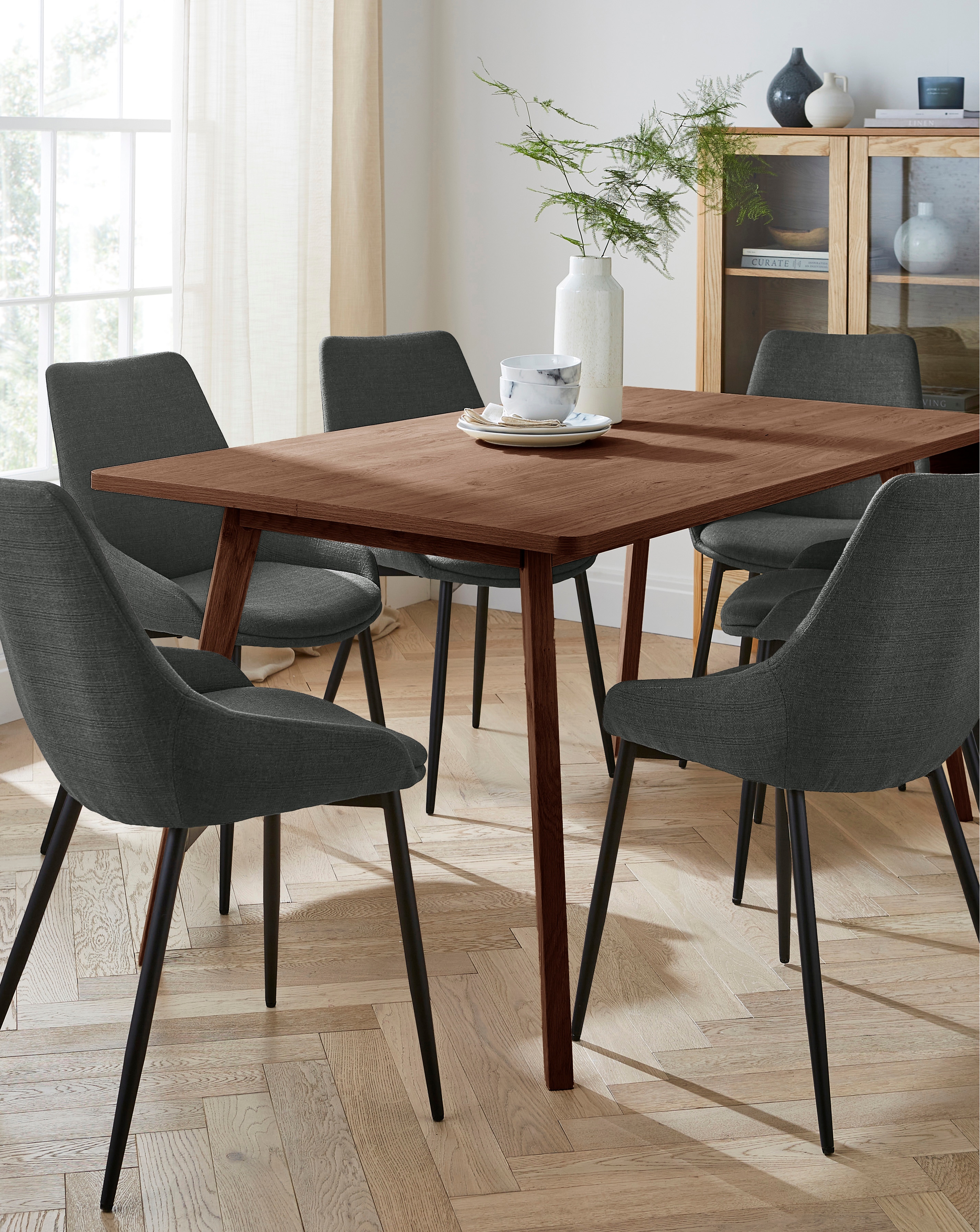 Oslo Table with 6 Etta Fabric Chairs