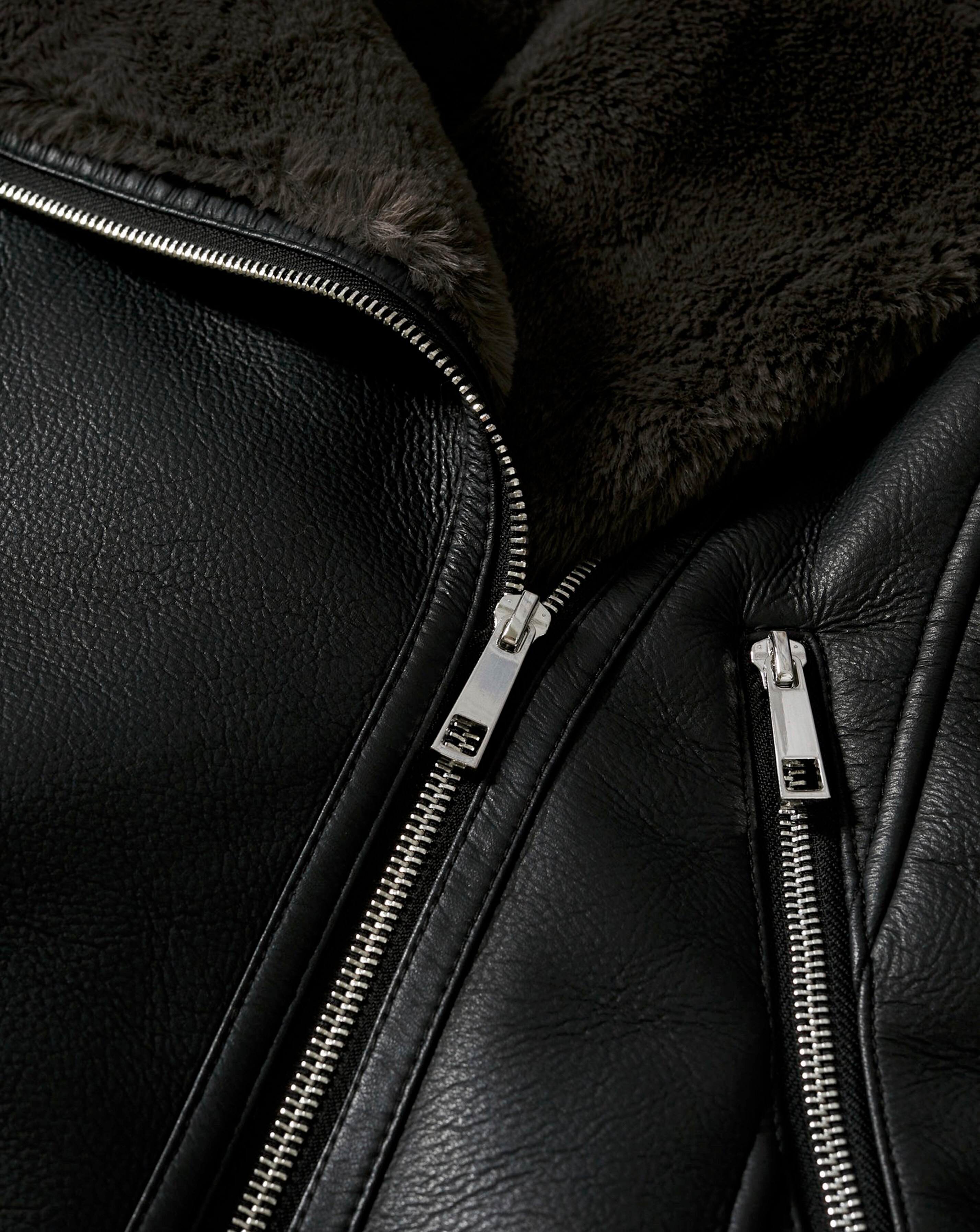 Mango faux fur lining biker jacket Clearance