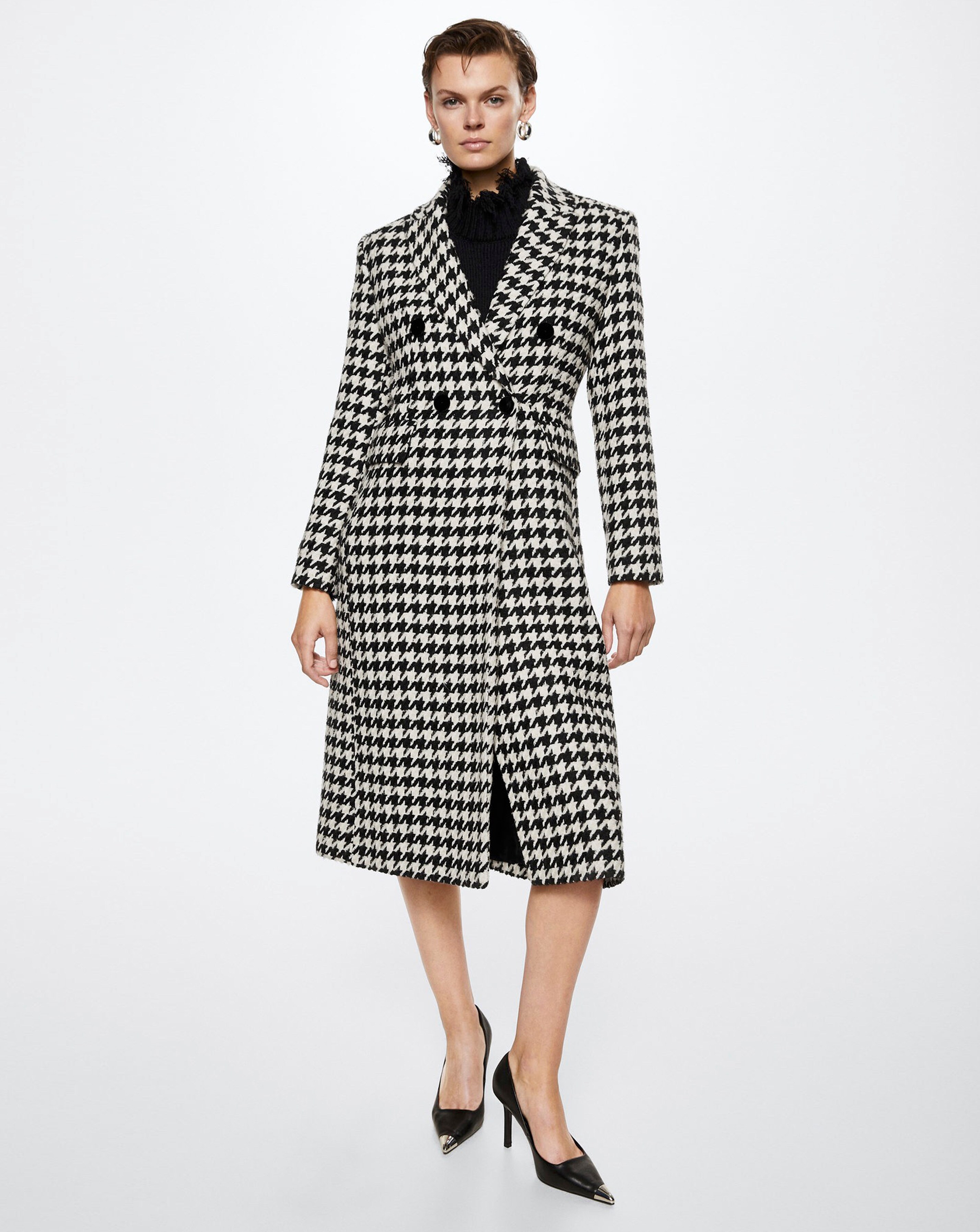 houndstooth wool blend coat