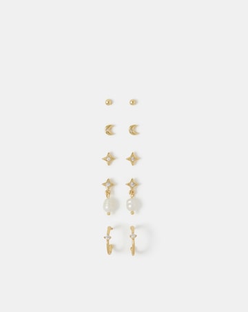Accessorize 5-Pack 14ct Gold-Plated Earrings