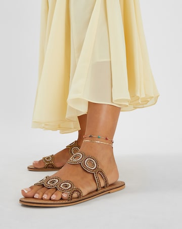 Accessorize 3-Pack Bead Flower Charm Anklets