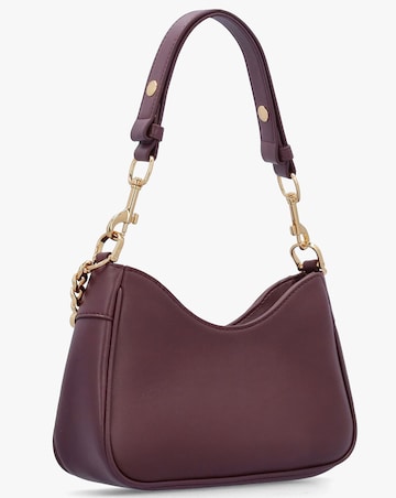 Love Moschino Chain Logo Burgundy Leather Shoulder Bag
