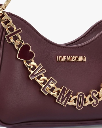 Love Moschino Chain Logo Burgundy Leather Shoulder Bag