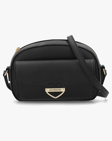 Love Moschino Saffiano Heart Black Cross-Body Bag