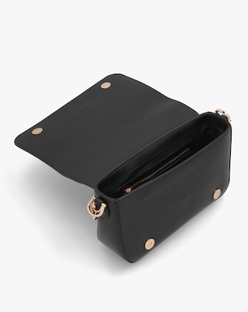 Love Moschino Chain Logo Black Flapover Cross-Body Bag