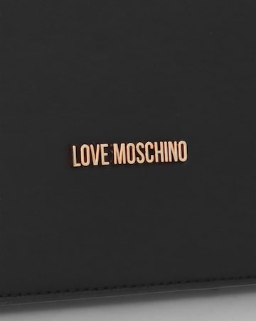 Love Moschino Chain Logo Black Flapover Cross-Body Bag