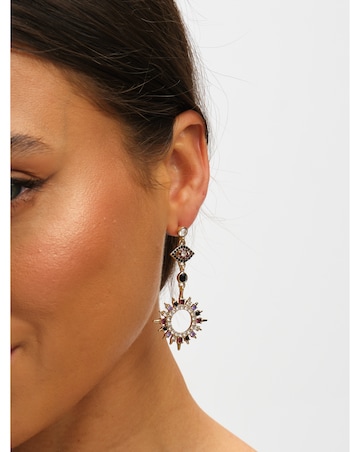 Mood Gold & Multi Colour Crystal Mismatch Celestial Earrings