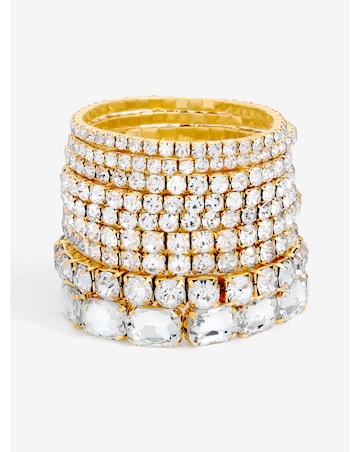Mood Gold Crystal Multipack Stretch Bracelets - Pack of 7