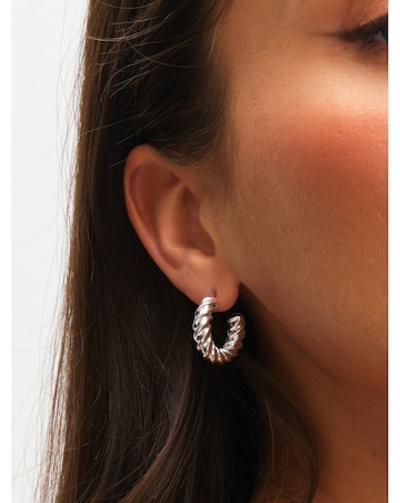 Mood Silver Polished Twist Hoop Earrings - Pack of 3