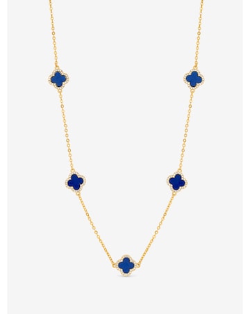 Jon Richard Gold Plated Lapis Station Clover Necklace