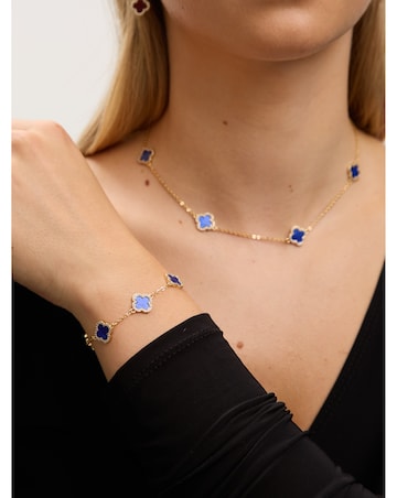 Jon Richard Gold Plated Lapis Station Clover Necklace