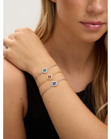 Jon Richard Rhodium Plated and Sapphire Clover Toggle Bracelet