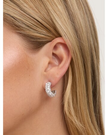 Jon Richard Rhodium Plated Pave Chubby Hoops