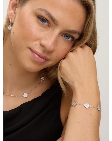 Jon Richard Rhodium Plated and Pave Clover Bracelet