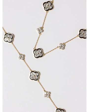 Jon Richard 14K Gold Plated Jet and Crystal Clover Necklace - Gift Box