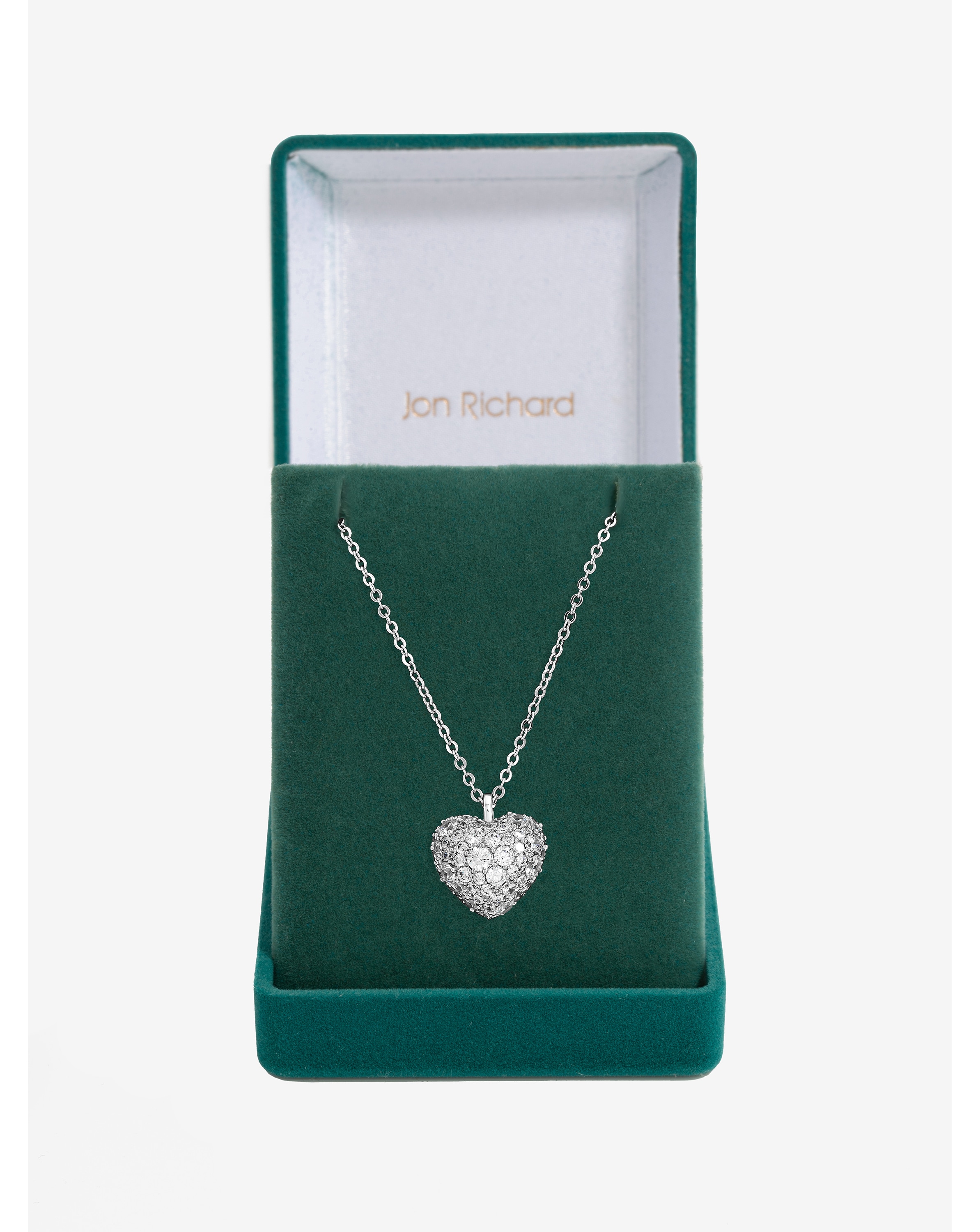 New In - Rhodium Plated Pave Heart Pendant