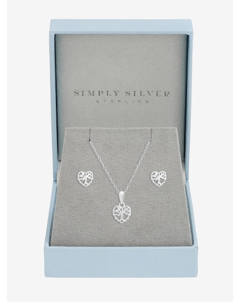 Simply Silver Sterling Silver 925 Polished Tree of Love Set - Gift Boxed