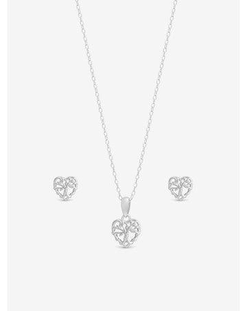 Simply Silver Sterling Silver 925 Polished Tree of Love Set - Gift Boxed
