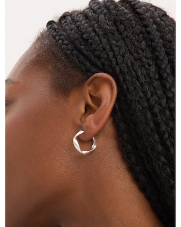 Simply Silver Sterling Silver 925 Polished Soft Diamond Cut Twist Hoop Earrings