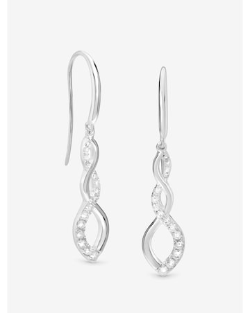 Simply Silver Sterling Silver 925 Cubic Zirconia Infinity Fishhook Drop Earrings