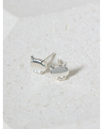 Simply Silver Sterling Silver 925 Polished Cat Stud Earrings