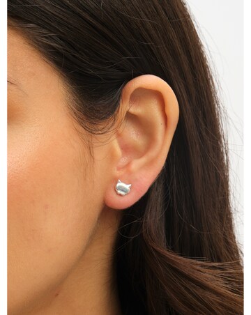 Simply Silver Sterling Silver 925 Polished Cat Stud Earrings