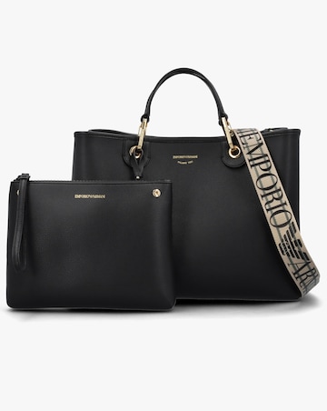 Emporio Armani Black Pebbled Shopper With Pouch