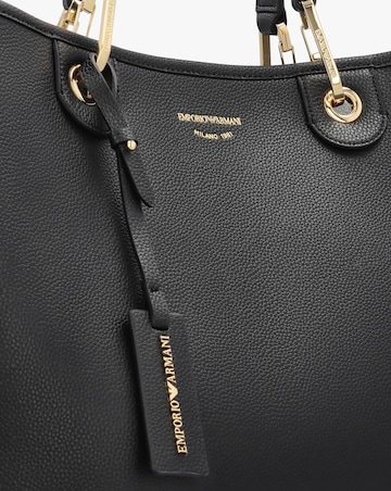 Emporio Armani Black Pebbled Shopper With Pouch
