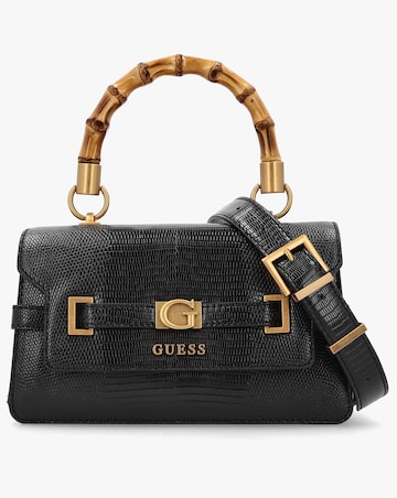 Guess Sibel Black Bamboo Top Handle Cross-Body Bag