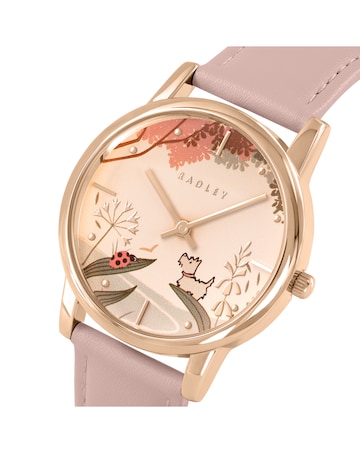 Radley Rose Gold Plated 35mm Praire Pink Leather Strap