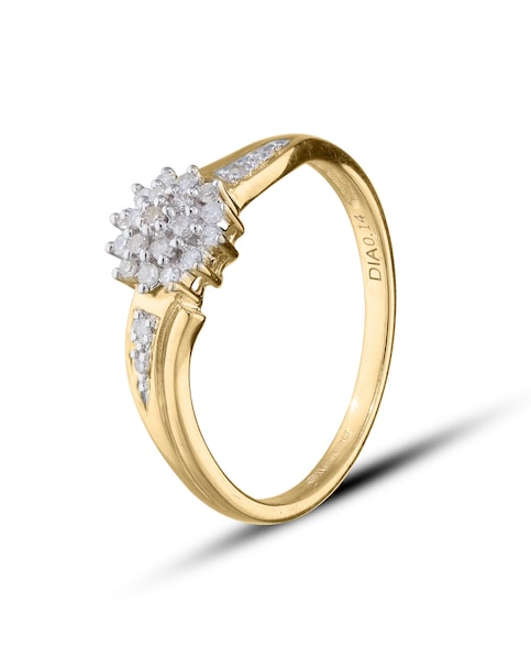 9ct Gold Diamond Cluster Ring - Gift For Her