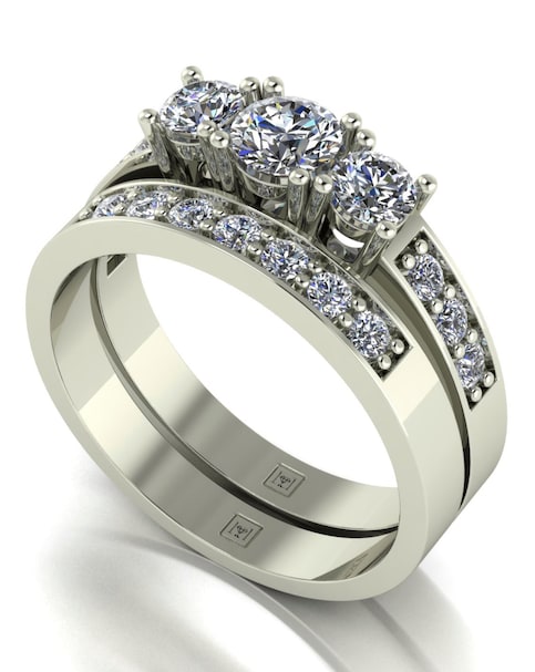 Moissanite 9CT White Gold Trilogy Ring - Gift For Her