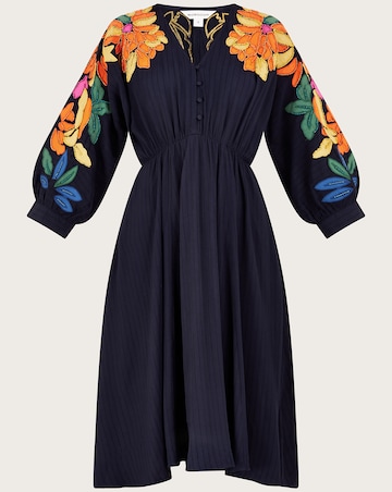 Monsoon Leaf Embellished Applique Dress