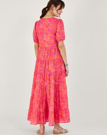 Monsoon Tiered Leaf Print Maxi Dress